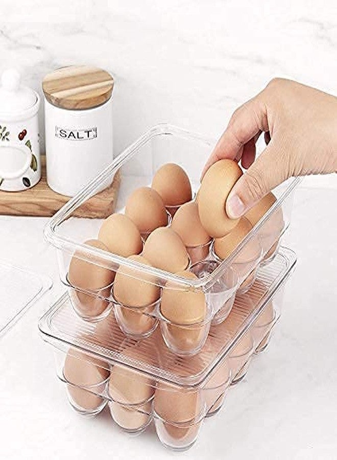 Birvan Stackable Acrylic Covered Egg Storage Box or Egg Trays for Refrigerator, Carrier Bin - Holds 12 Eggs - 1 Pack - Clear - Image 2